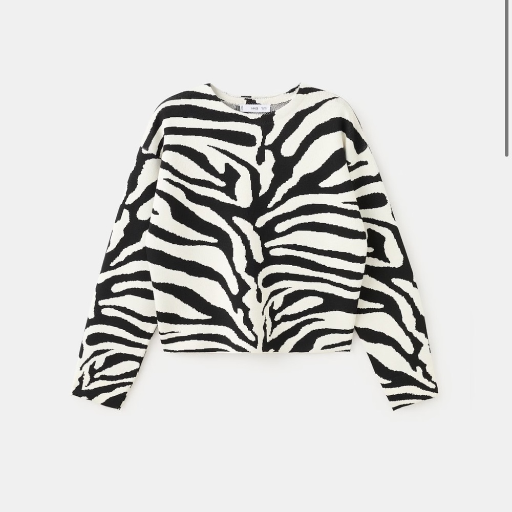 Mango - Black and White Zebra print sweater